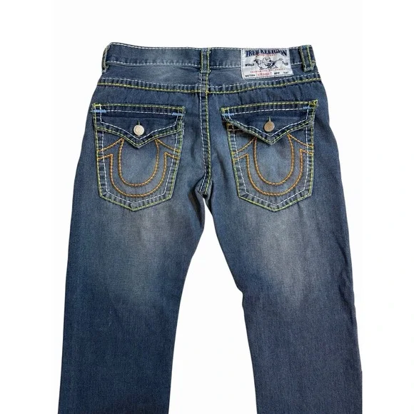True‎ Religion Y2K Denim Jeans 36 Multicolor Billie Rope Stitch Straight Leg